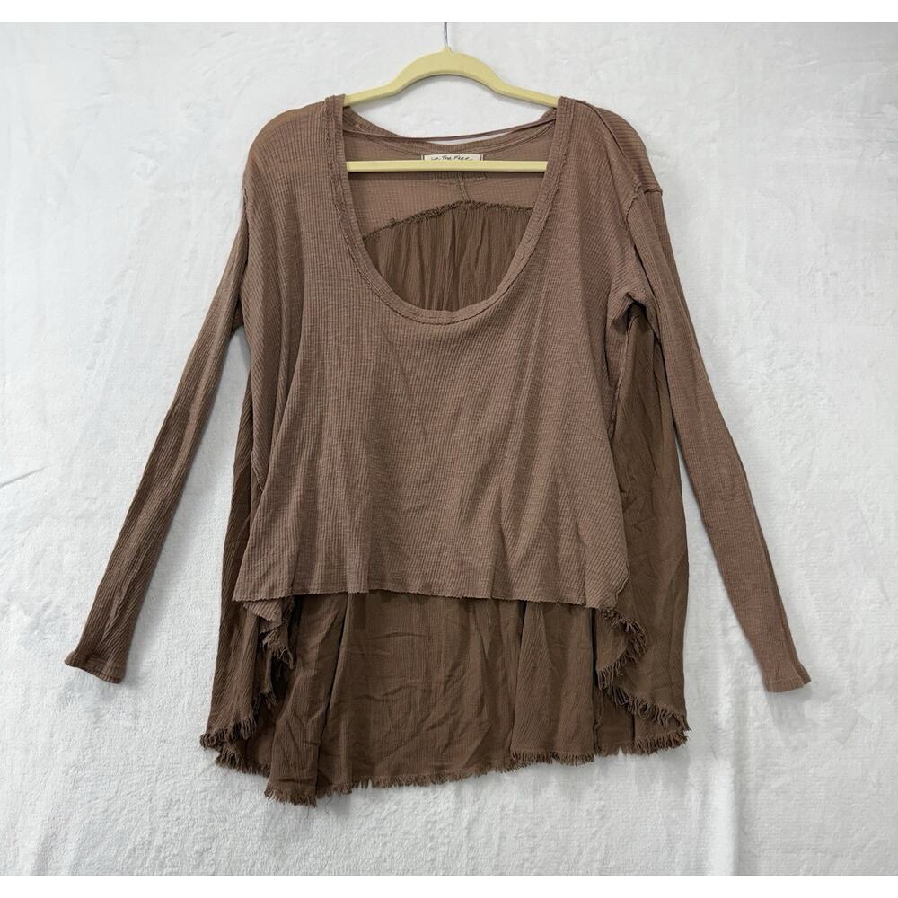 Free People Top In Choco Latte TT Special Long Sleeve Womens Size Small